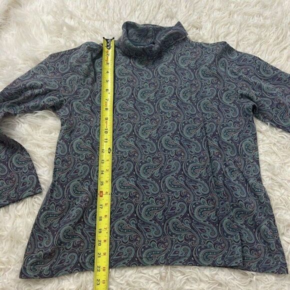 Vintage 90s LL Bean Womens Mock Neck Long Sleeve Purple Paisley Shirt Small - Picture 5 of 10